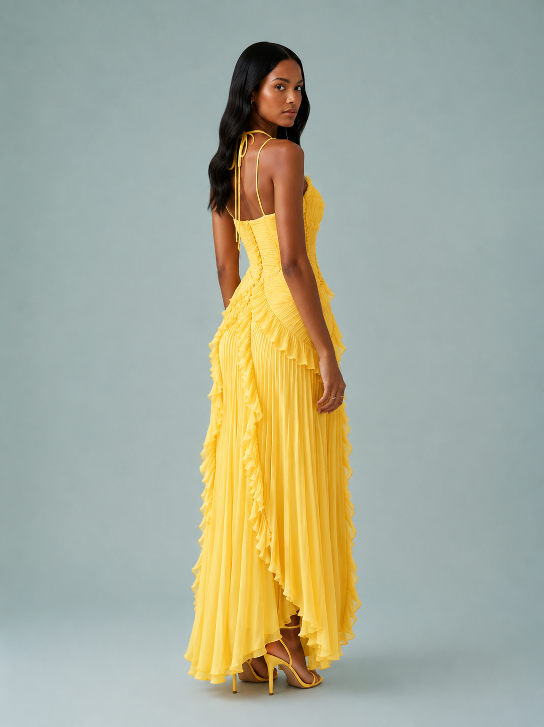 Serelina - Halterneck-Maxikleid mit Rüschen
