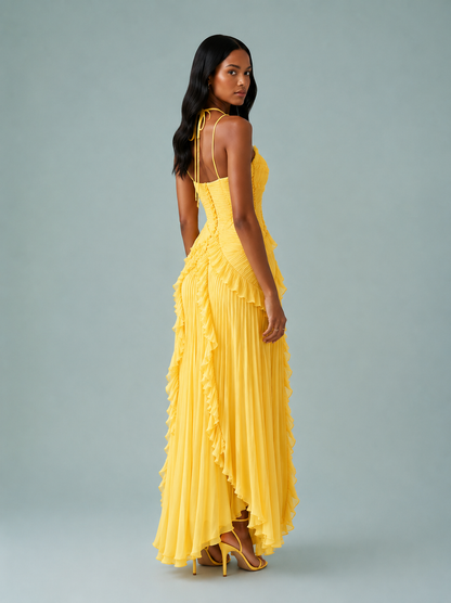 Serelina - Halterneck-Maxikleid mit Rüschen