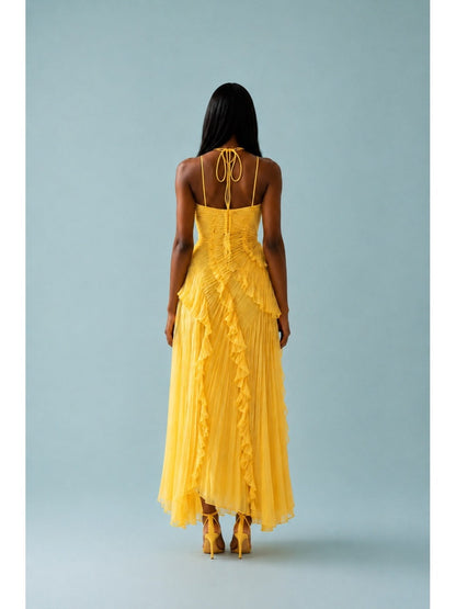 Serelina - Halterneck-Maxikleid mit Rüschen