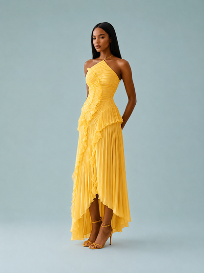 Serelina - Halterneck-Maxikleid mit Rüschen