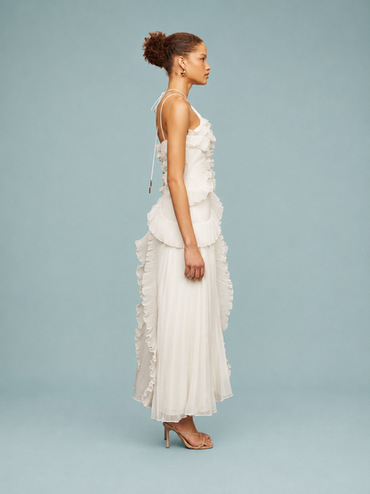 Serelina - Halterneck-Maxikleid mit Rüschen