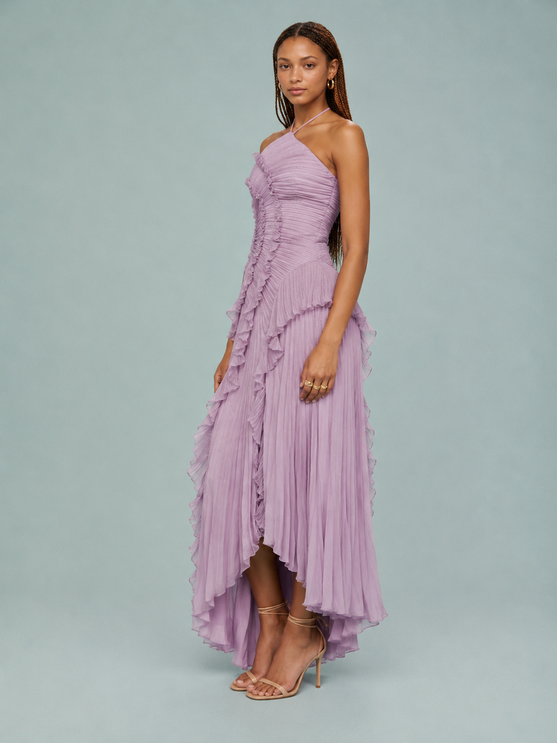Serelina - Halterneck-Maxikleid mit Rüschen