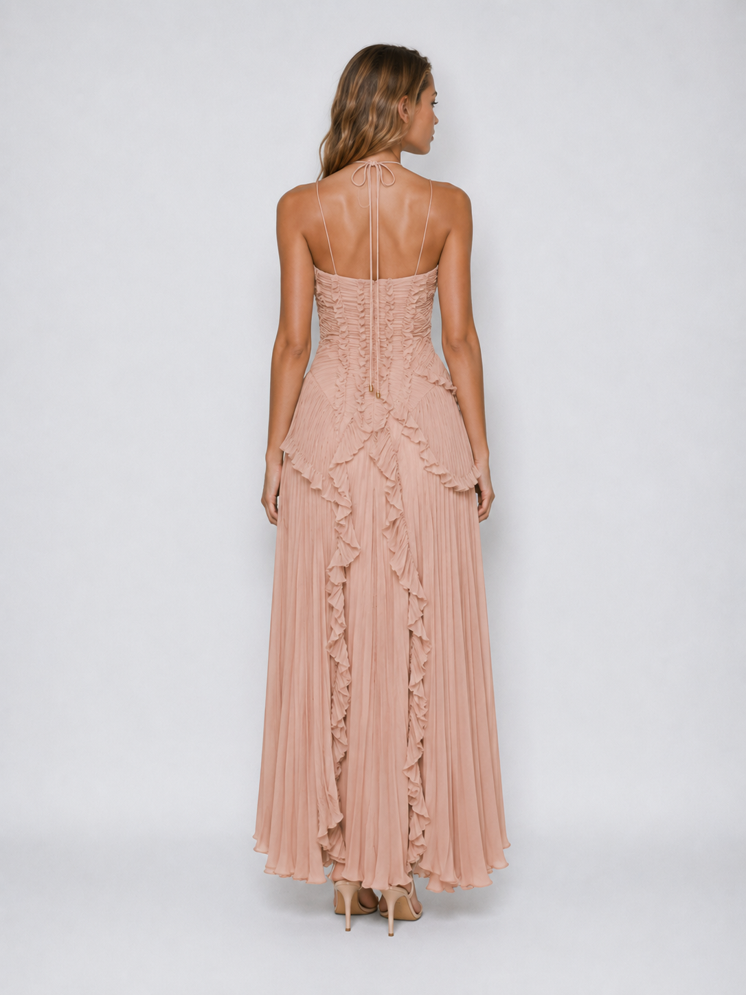 Serelina - Halterneck-Maxikleid mit Rüschen
