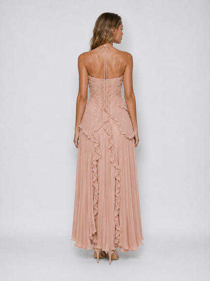 Serelina - Halterneck-Maxikleid mit Rüschen