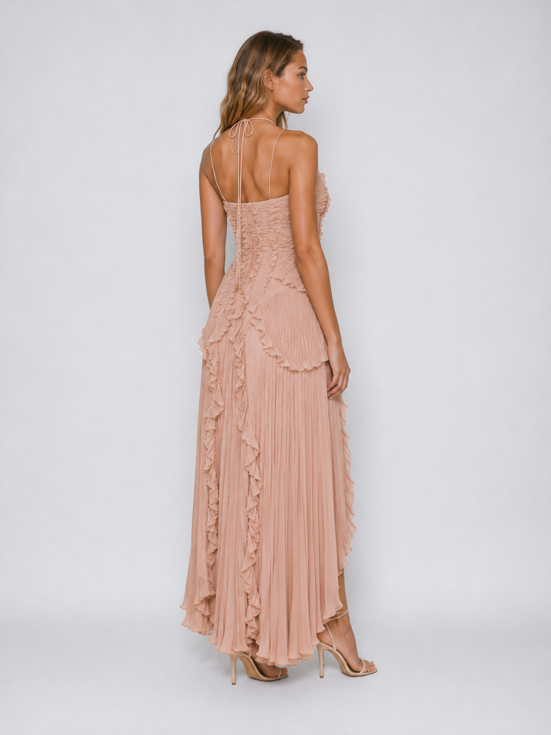 Serelina - Halterneck-Maxikleid mit Rüschen