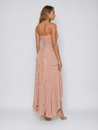 Serelina - Halterneck-Maxikleid mit Rüschen