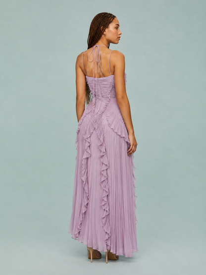 Serelina - Halterneck-Maxikleid mit Rüschen