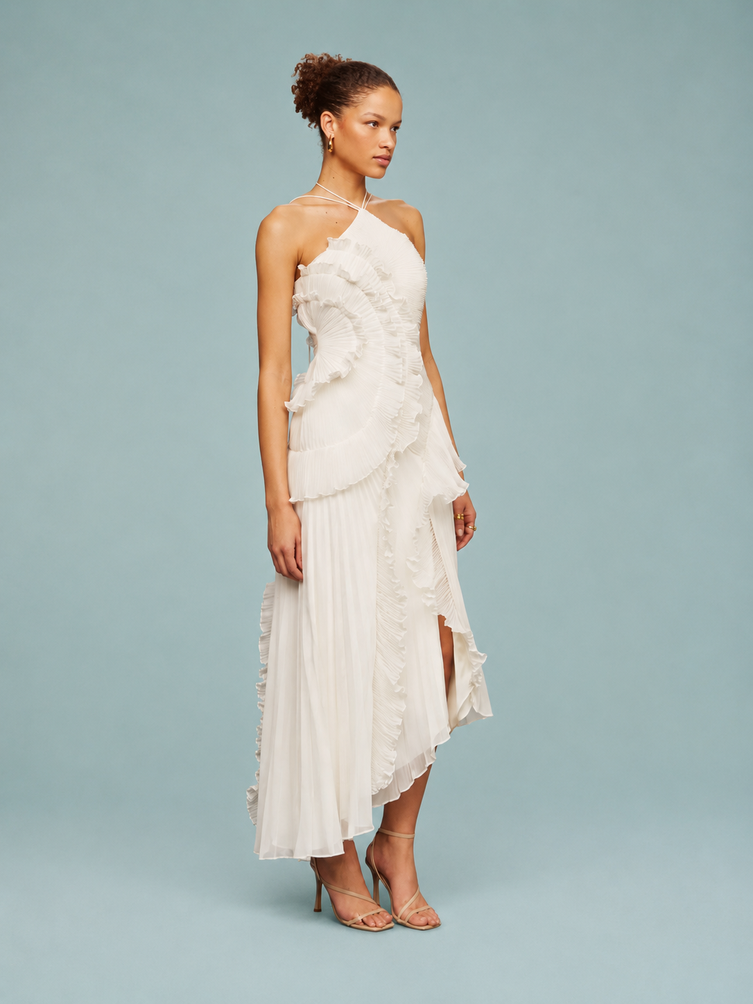 Serelina - Halterneck-Maxikleid mit Rüschen