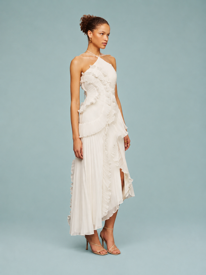 Serelina - Halterneck-Maxikleid mit Rüschen