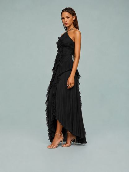 Serelina - Halterneck-Maxikleid mit Rüschen
