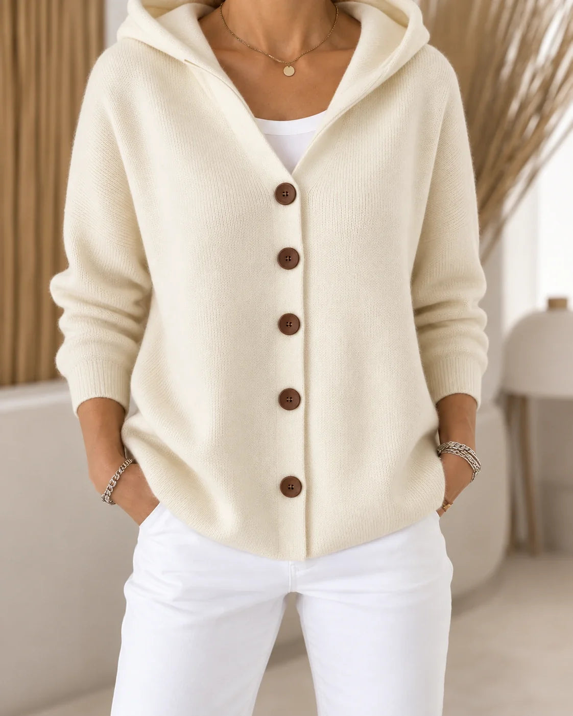 Nevia - Fließender Kapuzen-Cardigan