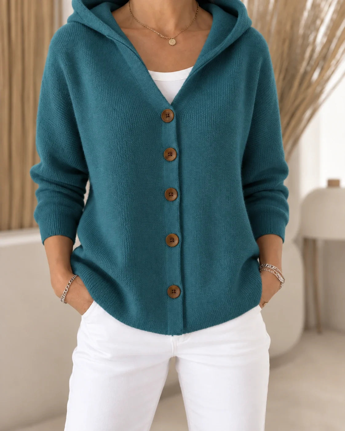 Nevia - Fließender Kapuzen-Cardigan