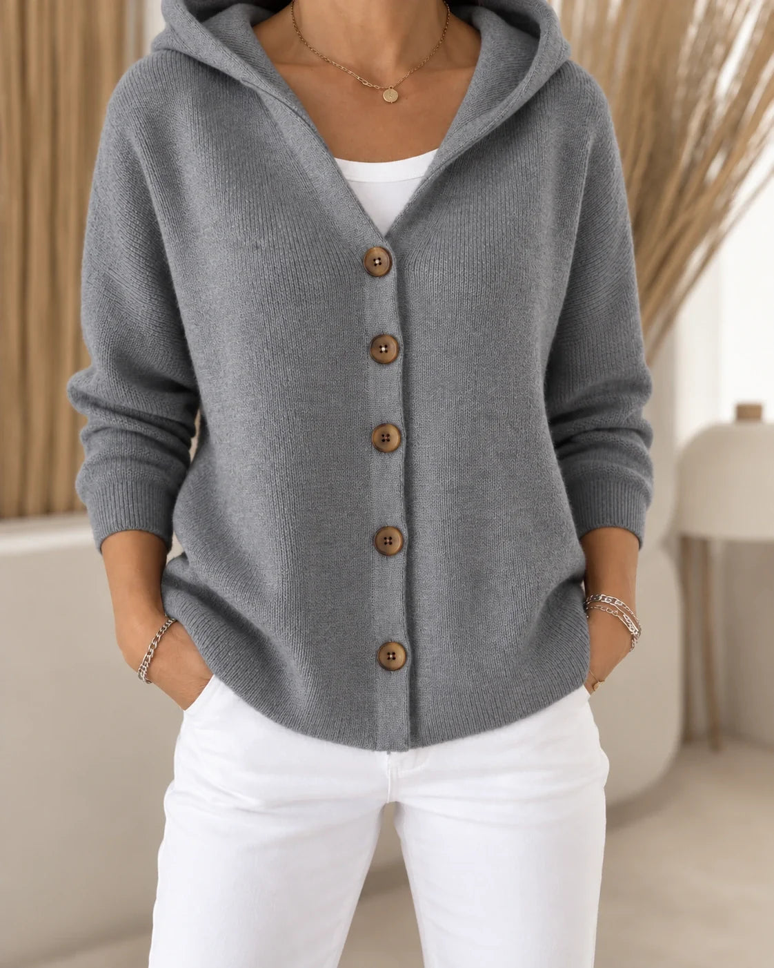 Nevia - Fließender Kapuzen-Cardigan