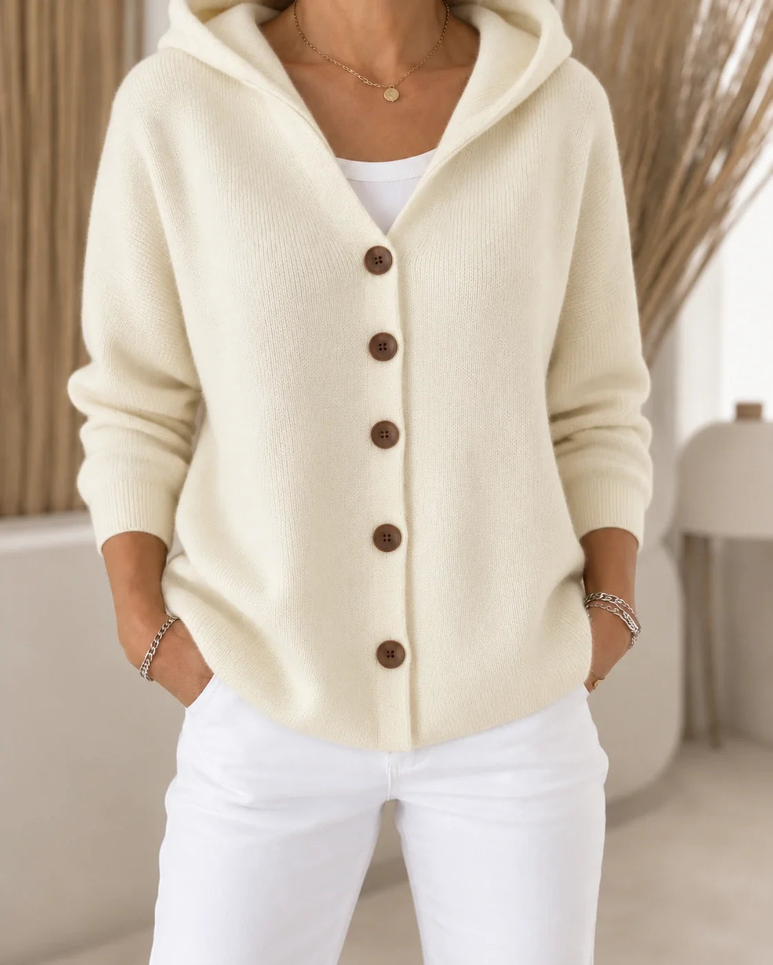 Nevia - Fließender Kapuzen-Cardigan