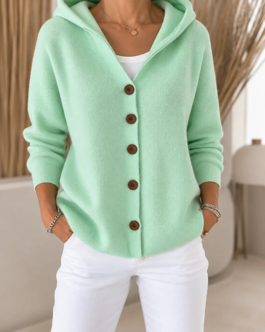 Nevia - Fließender Kapuzen-Cardigan