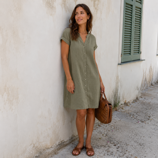 Maribel - Leinen-Optik Hemdkleid
